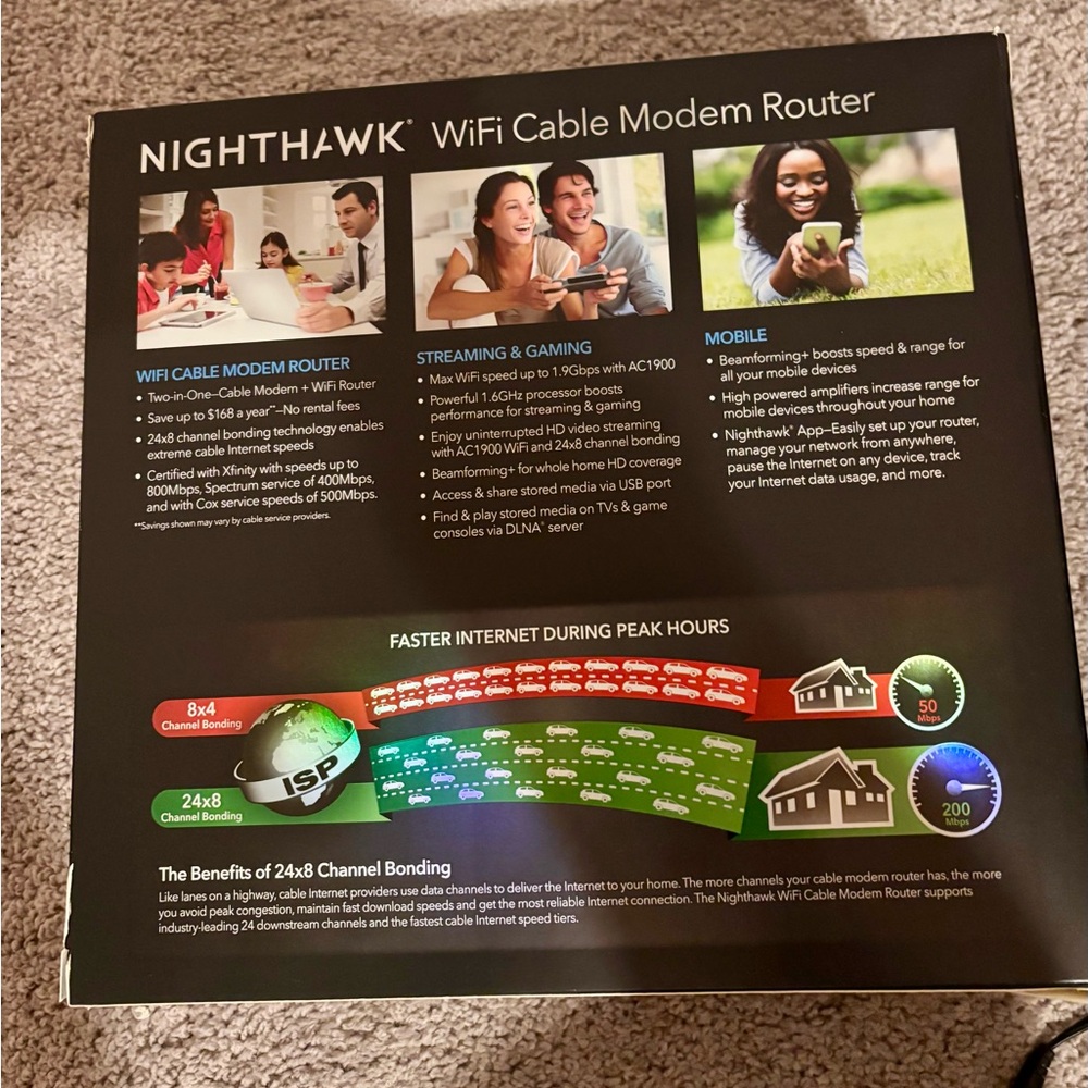 NETGEAR Black NightHawk Modem Router Combo - Picture 4 of 13